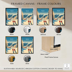 Framed canvas display of Trysil Ski Print Norway with various frame color options.