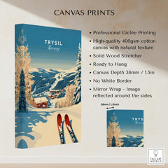 Trysil Ski Print Norway high-quality canvas print showcasing winter sports scenery and beautiful landscapes.