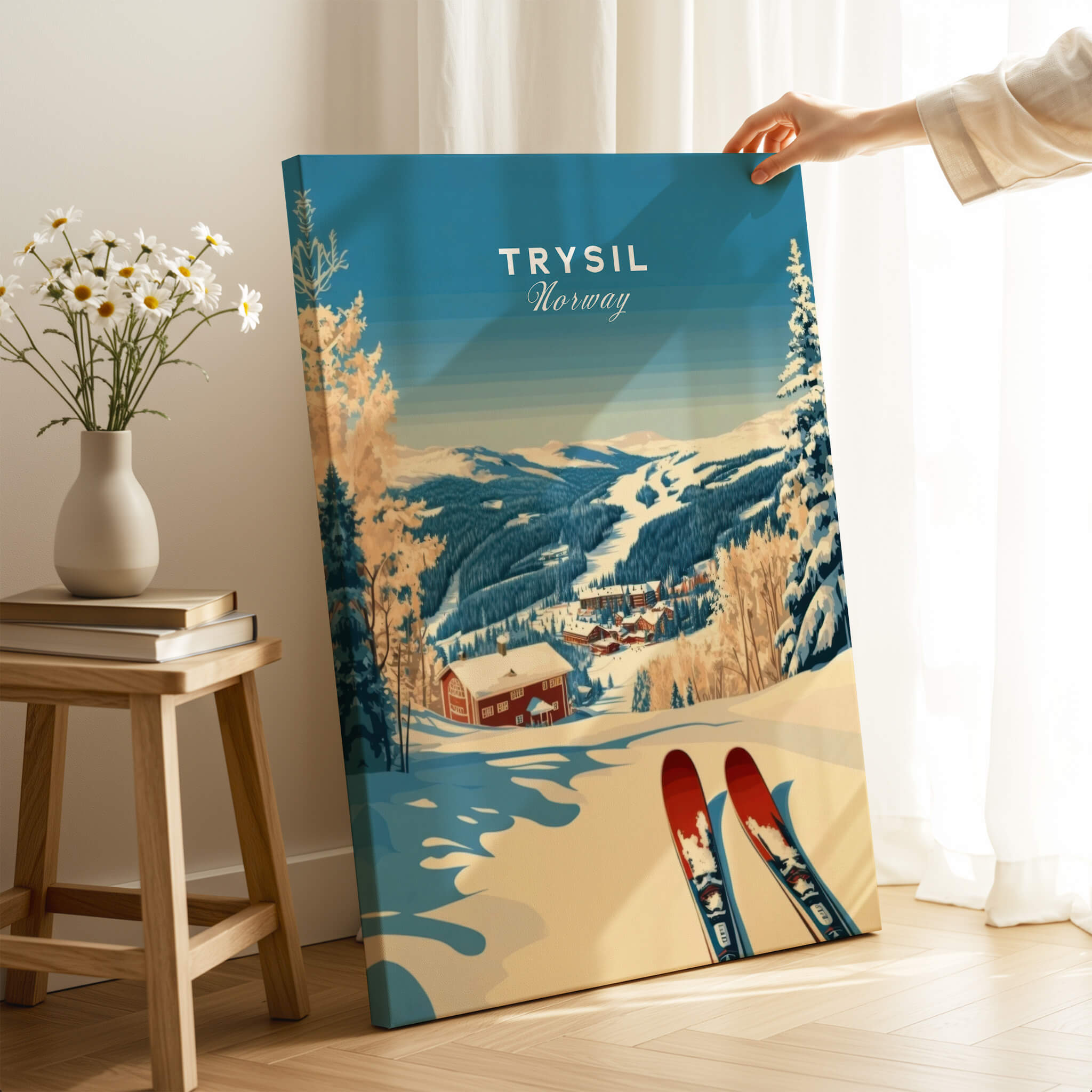 Trysil Ski Print Norway showcasing a scenic view of winter sports in the Norwegian mountains.