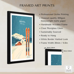 Trysil Ski Wall Art Print Norway framed art print showcasing skiing in a snowy landscape with vibrant colors.