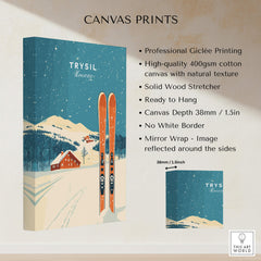 Trysil Ski Wall Art Print Norway showcasing professional giclée printing on high-quality cotton canvas.