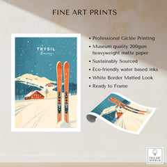 Trysil Ski Wall Art Print Norway featuring professional Giclée printing and eco-friendly materials.