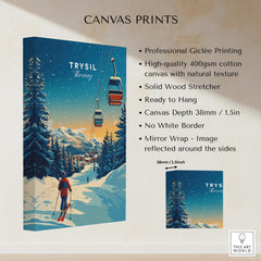 Trysil Print Norway canvas print showcasing skiing in a beautiful Norwegian landscape with high-quality giclée printing.