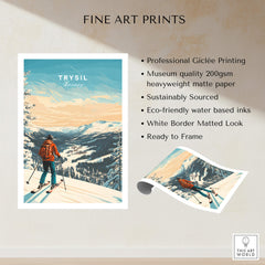 Ski Print Trysil Norway showcasing a skier in the breathtaking landscape of Trysil, Norway on heavyweight matte paper.