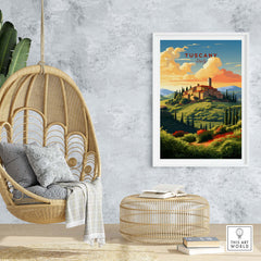 Beautiful Tuscany print showcasing a serene landscape in vibrant colors, perfect for home decor and gallery walls.