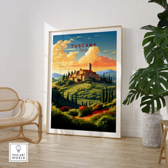 Beautiful Tuscany Print featuring a scenic landscape of Italy, perfect for home decor and gallery walls.