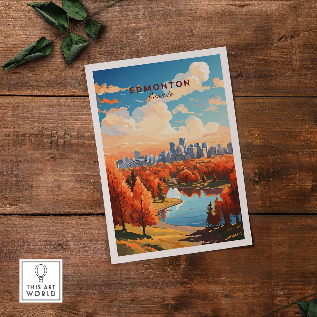 Edmonton Poster showing the Edmonton Skyline in Autumn - Exclusive to ThisArtWorld