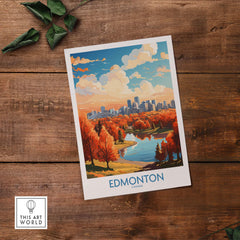 Edmonton Wall Art Print showing the Edmonton Skyline in Autumn - Exclusive to ThisArtWorld