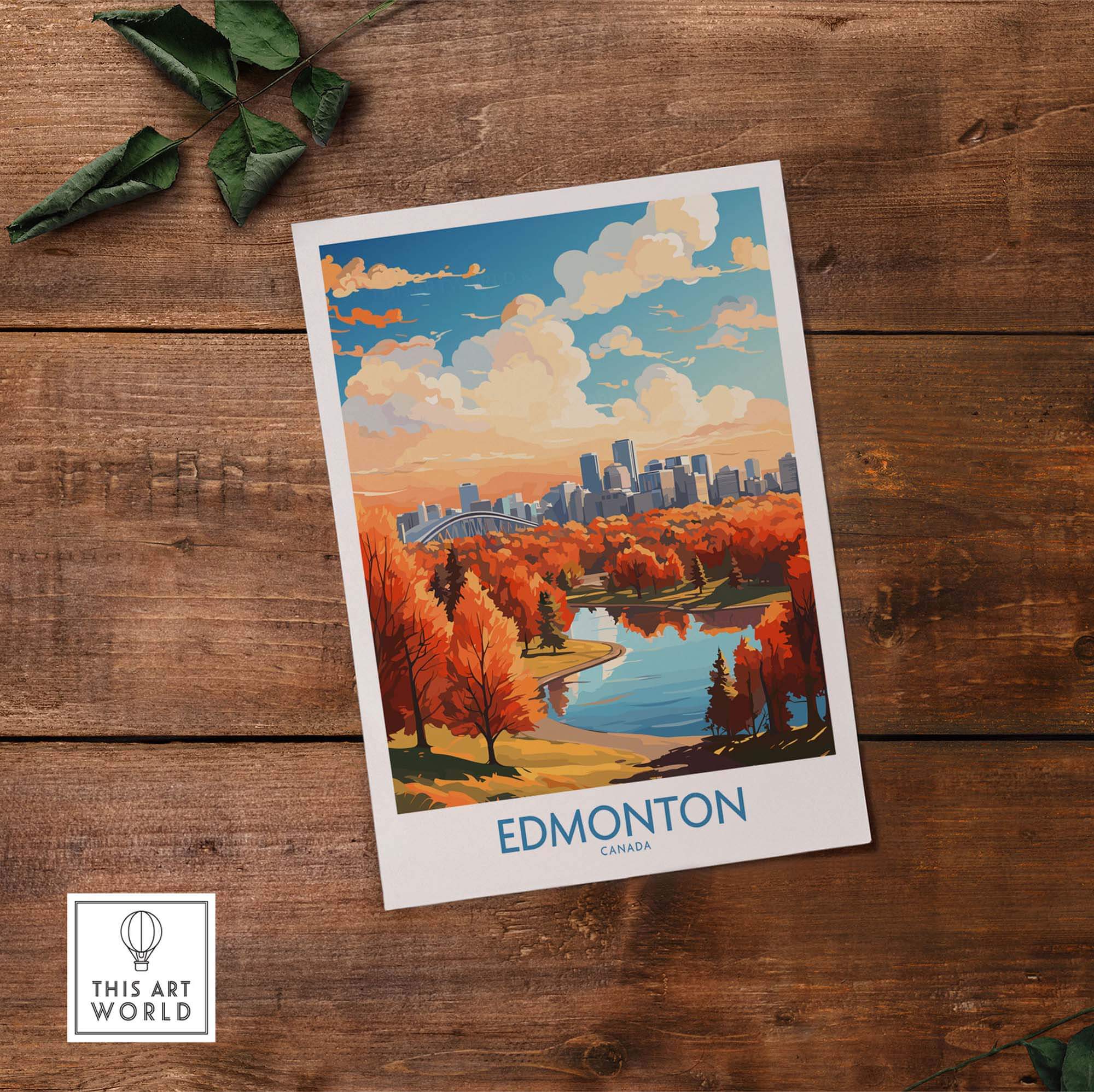 Edmonton Wall Art Print showing the Edmonton Skyline in Autumn - Exclusive to ThisArtWorld