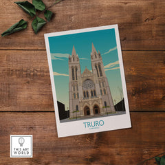 Truro Wall Art Print featuring Truro Cathedral, vibrant colors, perfect for enhancing home decor inspired by Cornwall.