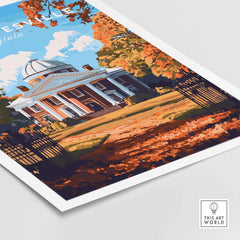 University of Virginia Rotunda Art Print - Charlottesville VA Poster featuring autumn colors and iconic landmark.