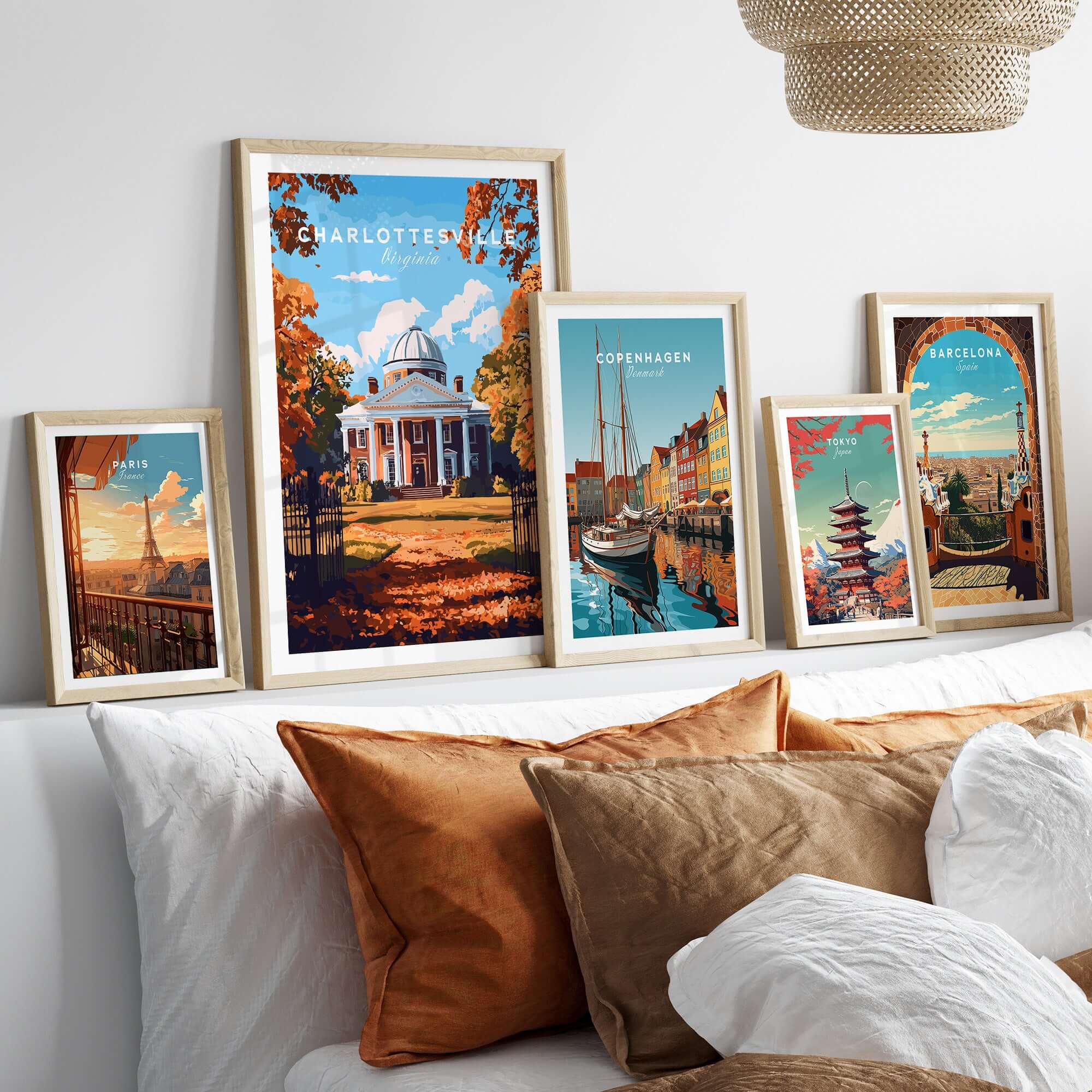 University of Virginia Rotunda Art Print - Charlottesville VA Poster displayed in a stylish home decor setting.