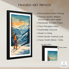 Vail Ski Poster - Colorado framed art print showcasing stunning mountain scenery and skiing.
