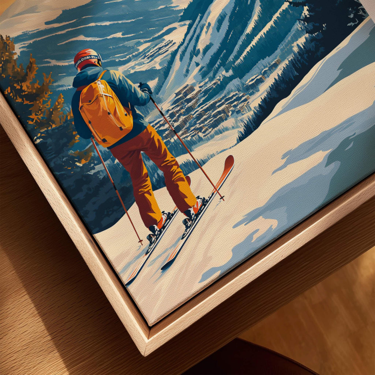Vail Ski Poster - Colorado featuring a skier enjoying the breathtaking slopes and scenery of Vail in Colorado.