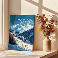 Val Cenis Ski Print | French Alps Ski Village Scene featuring a picturesque snowy landscape.