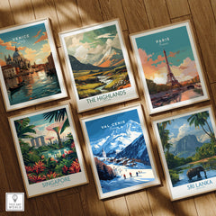 Val Cenis Ski Print | French Alps Ski Village Scene collection with Venice, Paris, Singapore, Sri Lanka, and The Highlands.