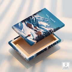 Val Cenis Ski Print: Elevate Your Winter Decor showcasing a beautifully designed box with winter landscape.