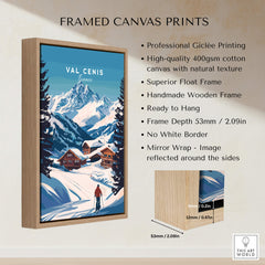 Val Cenis Ski Print: Elevate Your Winter Decor with professional giclée printing and handcrafted frame.