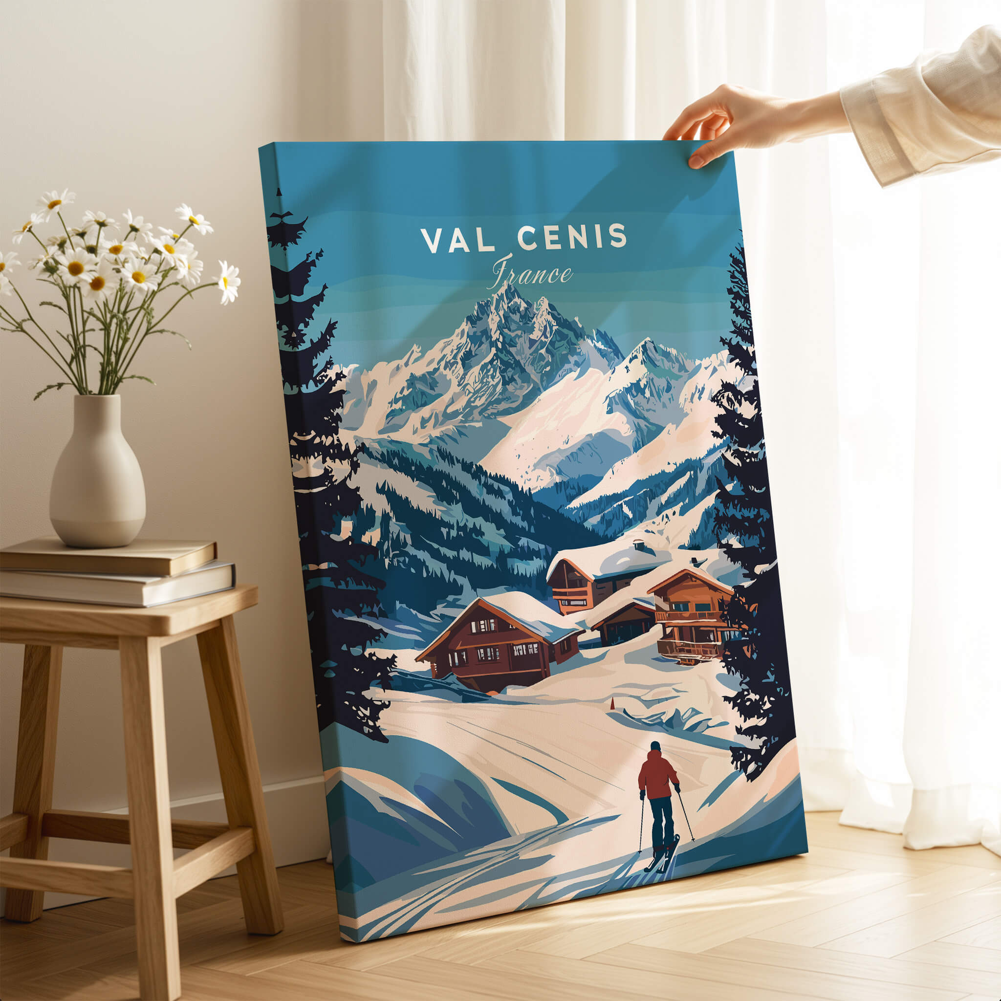 Val Cenis Ski Print: Elevate Your Winter Decor, showcasing stunning winter landscapes with snowy slopes and charming chalets.