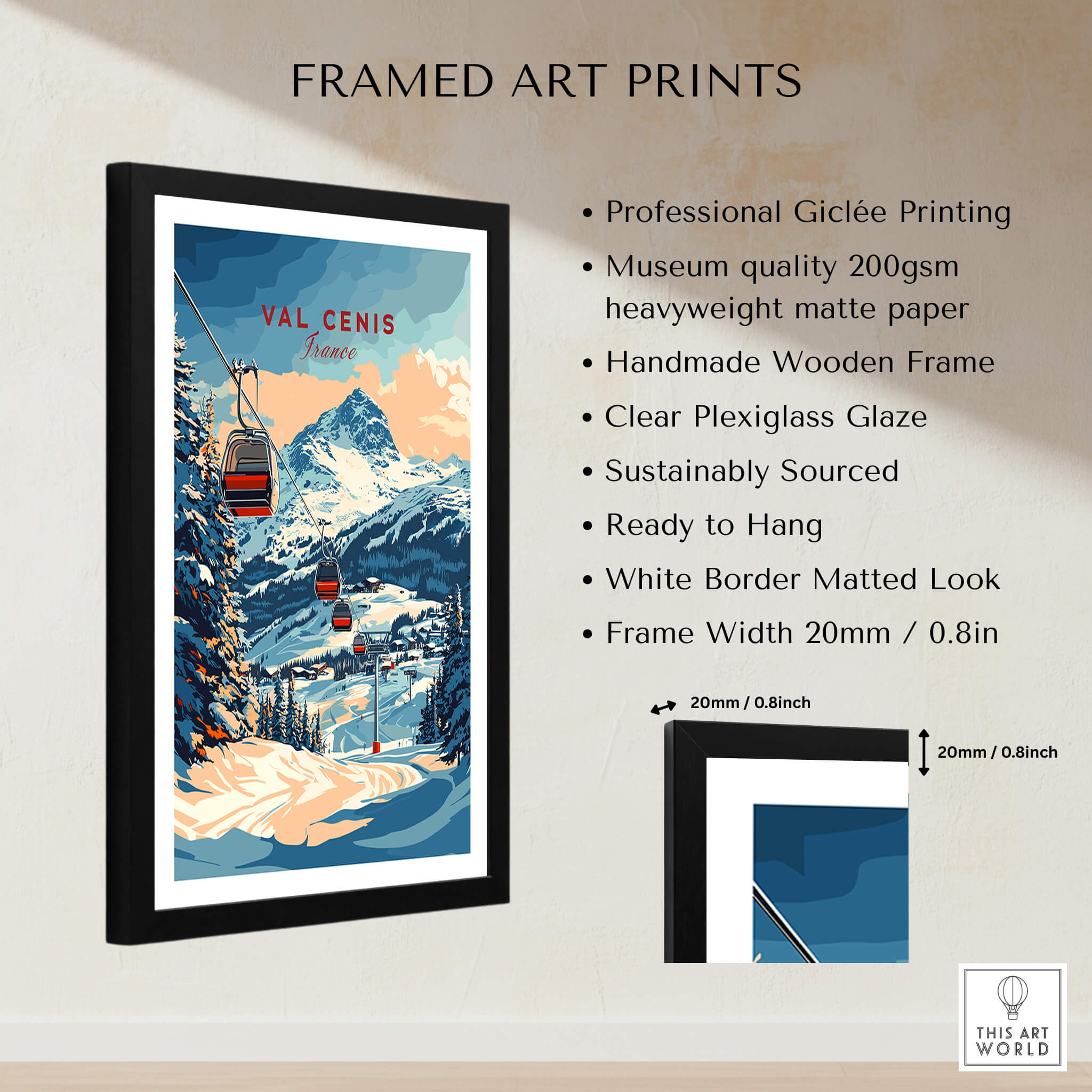 Val Cenis Ski Print: Capture the Essence of Winter in a framed art print with professional Giclée printing.