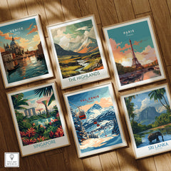 Val Cenis Ski Print: Capture the Essence of Winter among travel art prints of Venice, Paris, Singapore, Sri Lanka, and the Highlands.