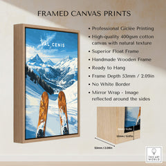 Val Cenis Ski Wall Art Ski Poster in a framed canvas print with professional Giclée printing and ready to hang.