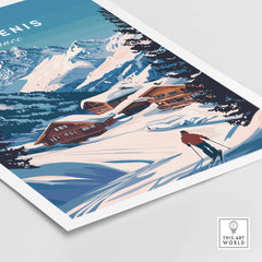 Val Cenis Ski Print showcasing winter slopes and chalets, perfect for elevating winter decor and inspiring outdoor adventure.