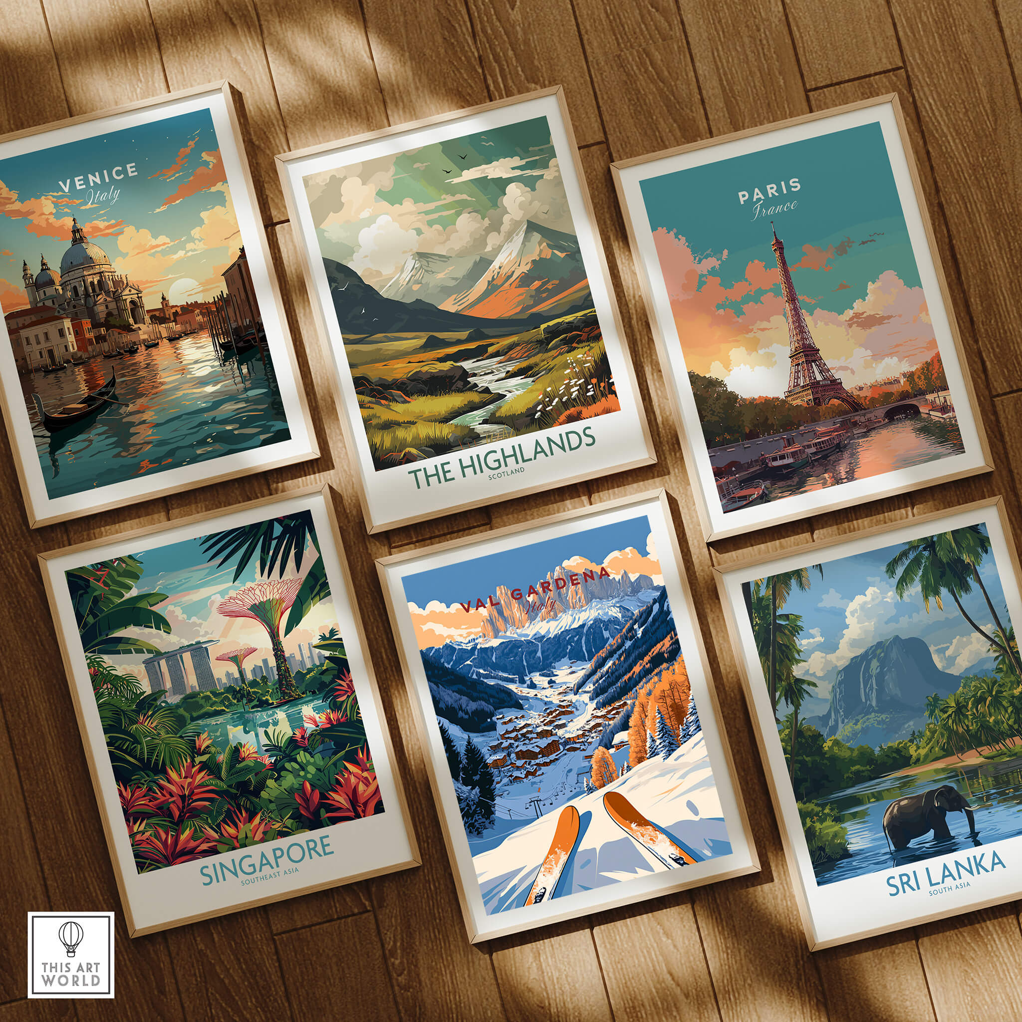 Val Gardena Travel Poster - Italy among other travel posters including Venice, Paris, The Highlands, Singapore, and Sri Lanka.