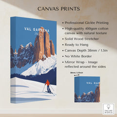 Val Gardena Print Italy showcasing high-quality Giclée printing on canvas with professional features.