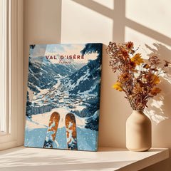 Val d'isere Print showcasing a picturesque ski scene with soaring mountains and beautiful snowy slopes.