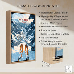 Val d'isere Print framed canvas print showcasing a stunning ski scene with professional Giclée printing and natural texture.