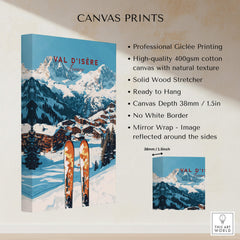 Val-d'Isère Ski Print featuring ski gear and stunning mountain scenery.