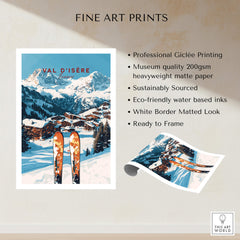 Val-d'Isère Ski Print showcasing the breathtaking scenery of Val-d'Isère, France, perfect for home or office decor.
