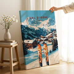Val-d'Isère Ski Print showcasing stunning ski scenery in Val-d'Isère, France with a colorful vintage design.