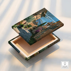 Valldemossa Mallorca Old Town Travel Poster — stretched canvas print floating detail mirror edge