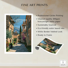 Valldemossa Mallorca Old Town Travel Poster — fine art print unframed quality details