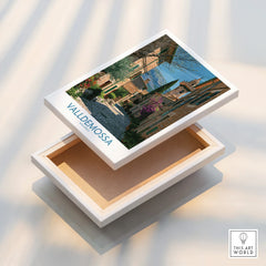 Valldemossa Mallorca Village Street Wall Art — stretched canvas print floating detail mirror edge