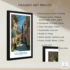 Valldemossa Mallorca Village Street Wall Art — framed print details measurements quality details