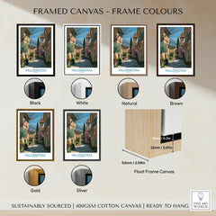 Valldemossa Mallorca Village Street Wall Art — framed canvas float frame colour options