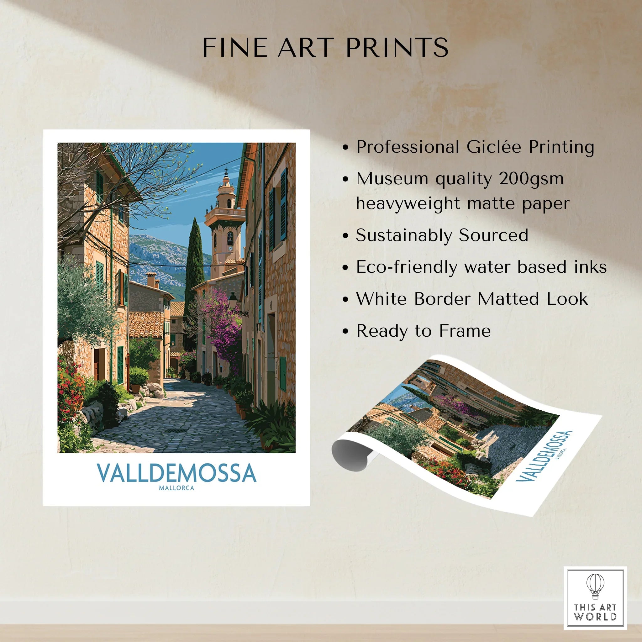 Valldemossa Mallorca Village Street Wall Art — fine art print unframed quality details