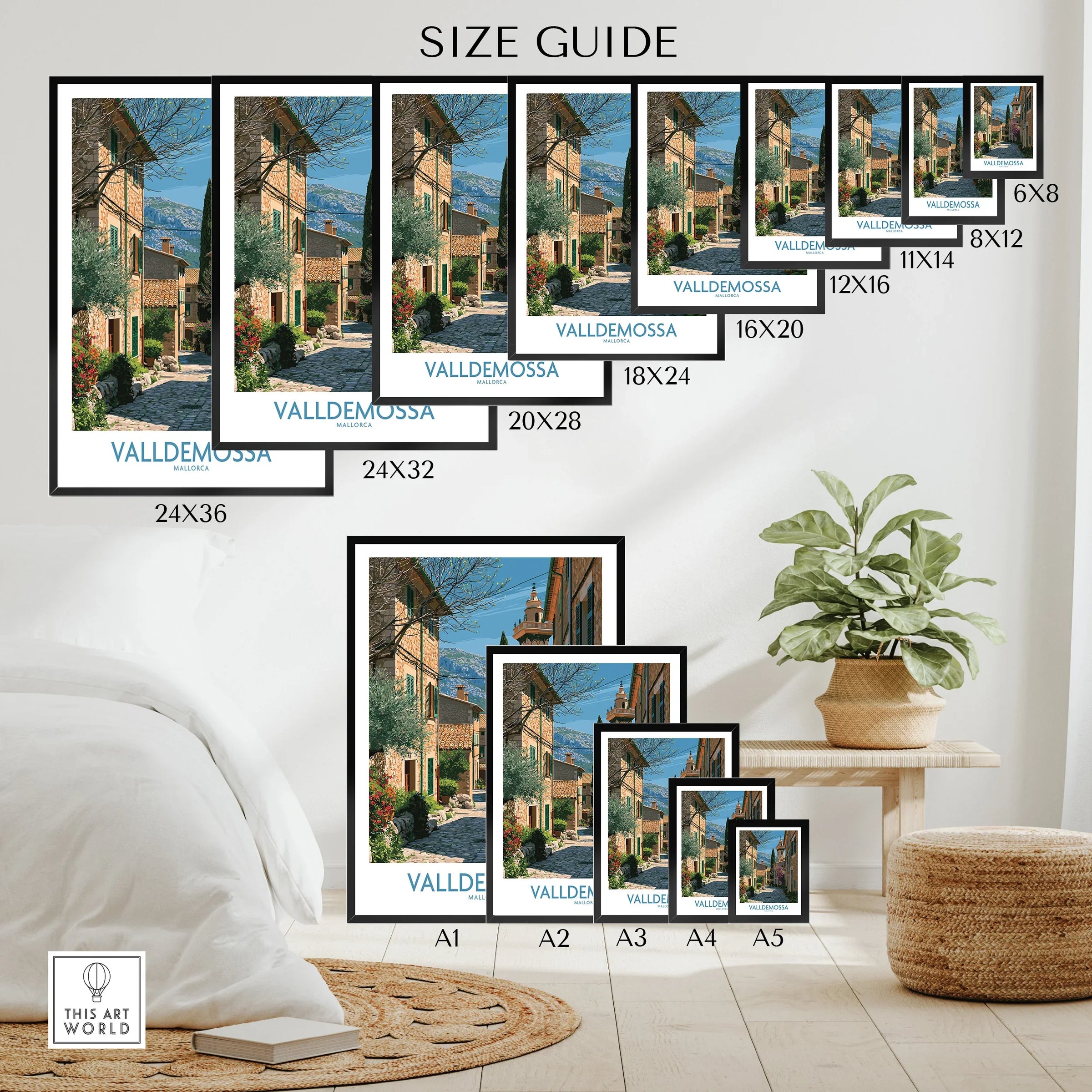 Valldemossa Mallorca Village Street Wall Art — wall art poster size guide thisartworld
