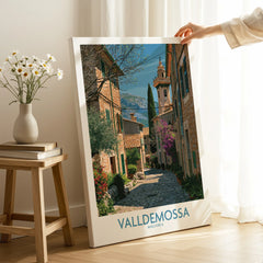 Valldemossa Mallorca Village Street Wall Art — canvas print mirror edge hand holding room setting