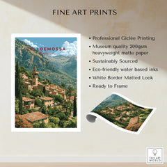 Valldemossa Mallorca Mountain Village Travel Poster — fine art print unframed quality details