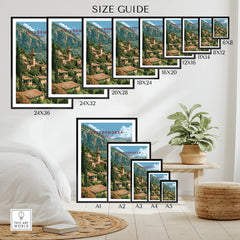 Valldemossa Mallorca Mountain Village Travel Poster — wall art poster size guide thisartworld