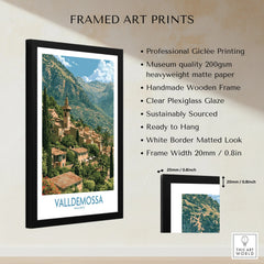 Valldemossa Mallorca Tramuntana Village Wall Art — framed print details measurements quality details