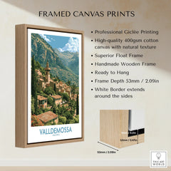 Valldemossa Mallorca Tramuntana Village Wall Art — framed canvas float frame details quality