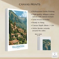 Valldemossa Mallorca Tramuntana Village Wall Art — canvas print stretched cotton canvas details