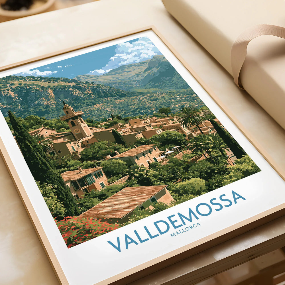 Valldemossa Mallorca Tramuntana Village Wall Art — framed art print closeup gift unwrapped natural frame