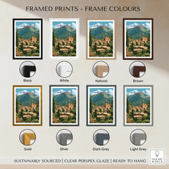 Valldemossa Mallorca Hillside Village Travel Poster — framed print colour options