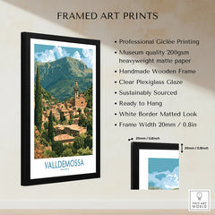 Valldemossa Mallorca Village Rooftops Wall Art — framed print details measurements quality details